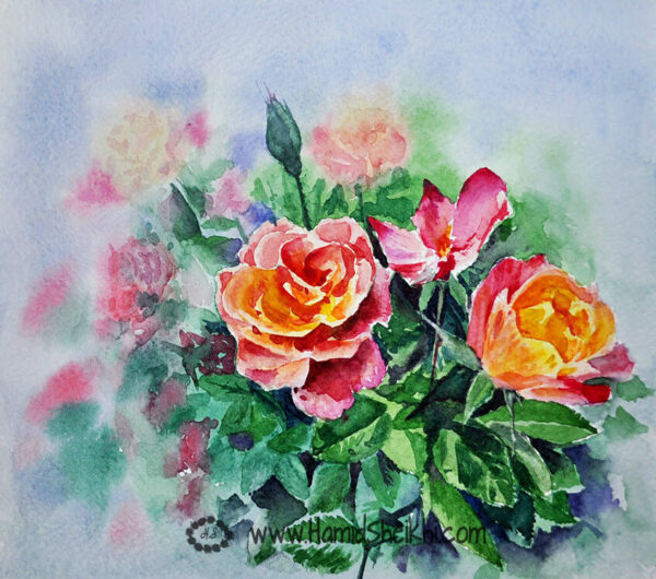 نقاشی گل های رز